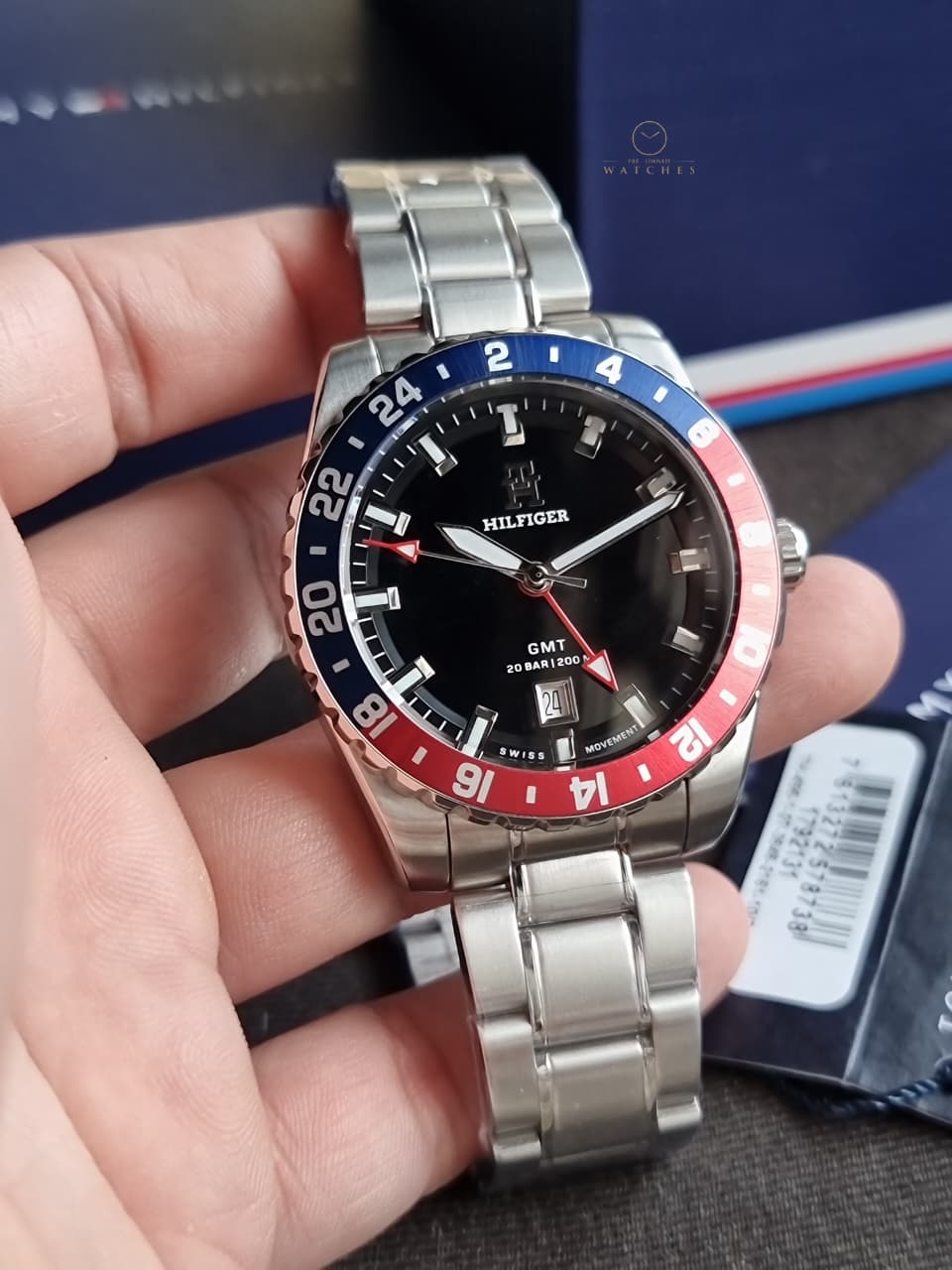 Tommy Hilfiger TH85 GMT 1792131 Black Dial Silver Stainless Steel Men's Quartz Watch