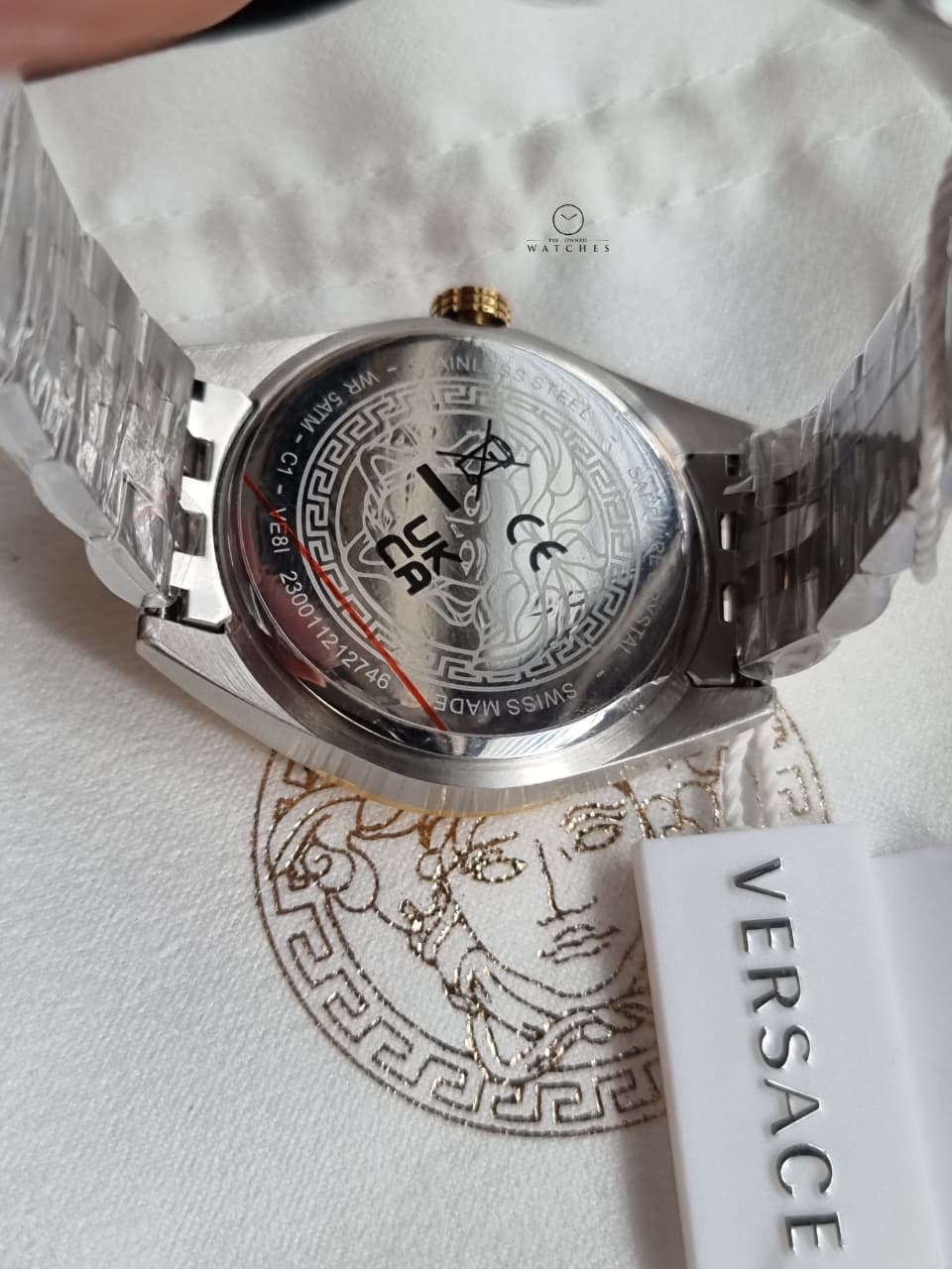 Versace V-Code VE8I00424 Green Dial Two-Tone Stainless Steel Women's Quartz Watch