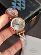Fossil Carlie ES5330 Silver Dial Rose Gold-Tone Stainless Steel Women's Quartz Watch
