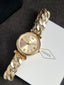 Fossil Carlie ES5387 Gold Dial Gold-Tone Stainless Steel Women's Quartz Watch