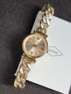 Fossil Carlie ES5387 Gold Dial Gold-Tone Stainless Steel Women's Quartz Watch