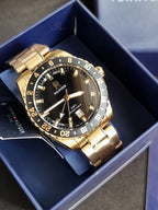 Tommy Hilfiger Gold Stainless Steel Black Dial Quartz Watch for Gents - Tommy Hilfiger 1792133