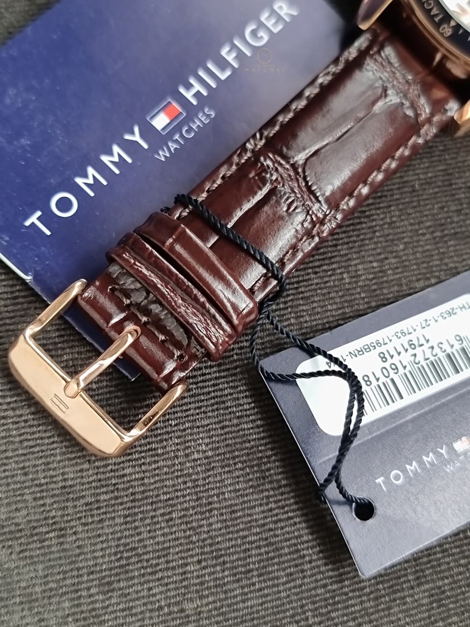 Tommy Hilfiger Luke Brown Leather Strap White Dial Chronograph Quartz Watch for Gents - 1791118