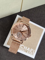 Michael Kors Portia MK3845 Rose Gold Dial Stainless Steel Mesh Bracelet Women's Quartz Watch