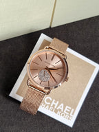 Michael Kors Portia MK3845 Rose Gold Dial Stainless Steel Mesh Bracelet Women's Quartz Watch