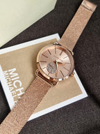 Michael Kors Portia MK3845 Rose Gold Dial Stainless Steel Mesh Bracelet Women's Quartz Watch