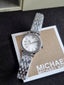 Michael Kors Mini Melissa Pavé MKO1171 Silver Dial Silver-Tone Stainless Steel Women's Quartz Watch