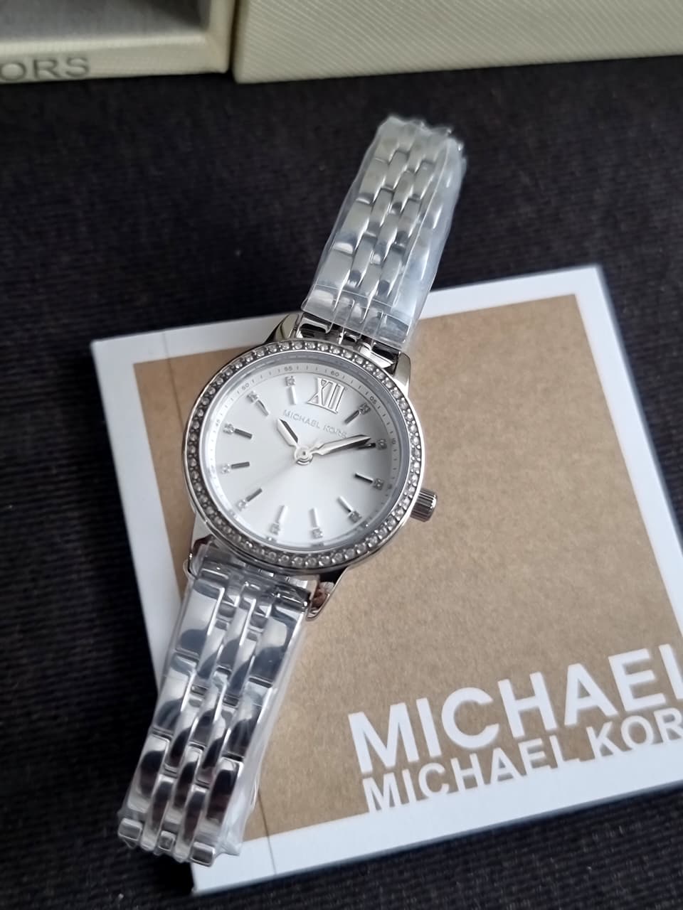 Michael Kors Mini Melissa Pavé MKO1171 Silver Dial Silver-Tone Stainless Steel Women's Quartz Watch
