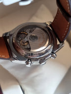 Longines Master Collection Men's Automatic Chronograph Moonphase Watch – 40mm Silver Barleycorn Dial & Brown Alligator Leather Strap – L2.673.4.78.3