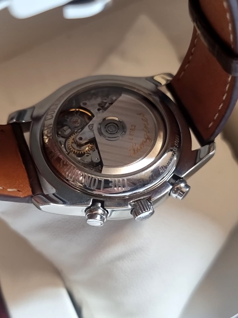Longines Master Collection Men's Automatic Chronograph Moonphase Watch – 40mm Silver Barleycorn Dial & Brown Alligator Leather Strap – L2.673.4.78.3