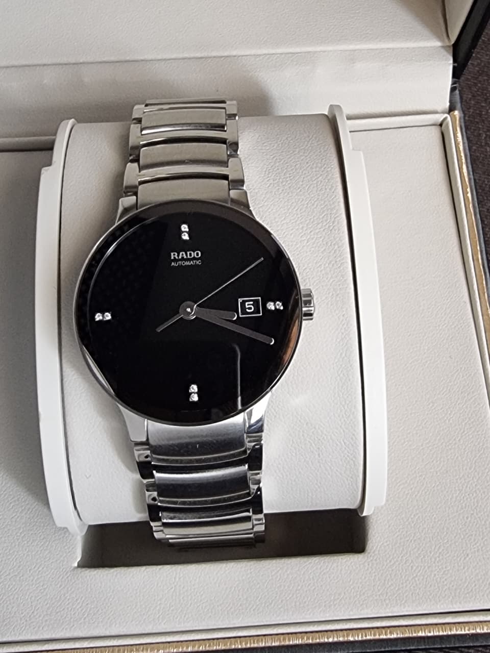 Rado Centrix Jubile R30939703 Black Dial Silver Stainless Steel Automatic Men's Watch (PREOWNED)