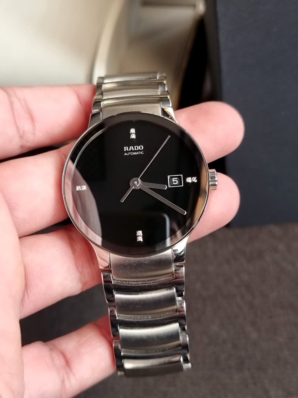 Rado Centrix Jubile R30939703 Black Dial Silver Stainless Steel Automatic Men's Watch (PREOWNED)