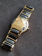 Rado Centrix Two-tone Ceramic Strap Black Dial Quartz Watch for Ladies - R30930712