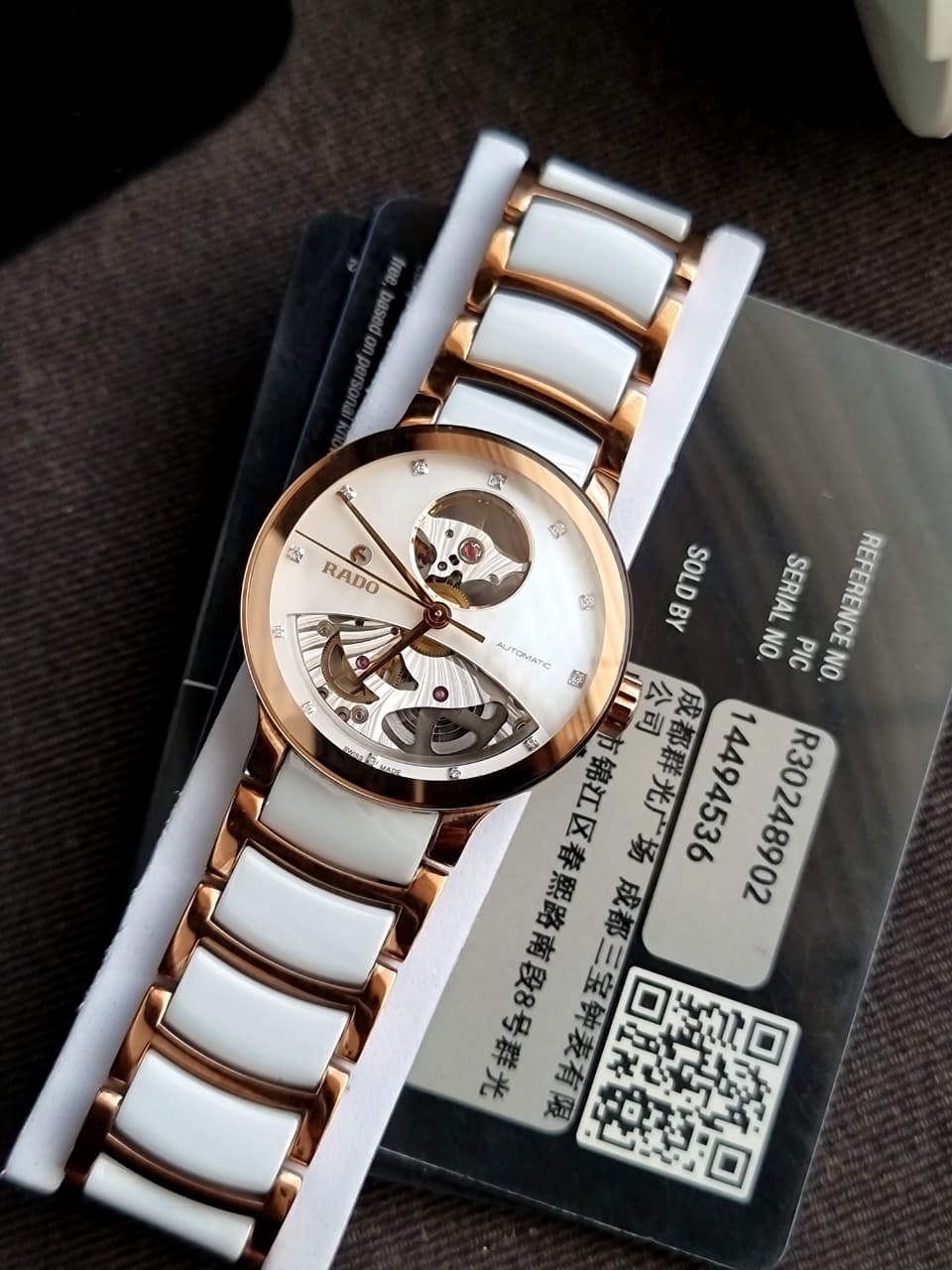 Rado Centrix Automatic Open Heart Diamonds Mother of Pearl Dial Ladies Watch – R30248902