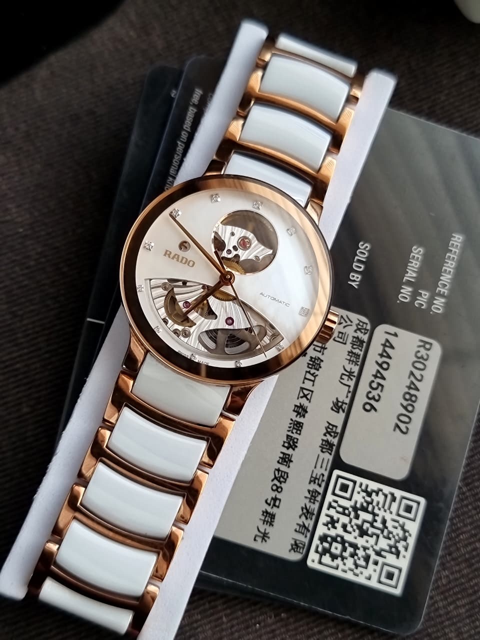 Rado Centrix Automatic Open Heart Diamonds Mother of Pearl Dial Ladies Watch – R30248902