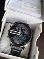 Diesel Mr. Daddy 2.0 DZ7331 Grey Stainless Steel Blue Denim Dial Chronograph Men's Watch