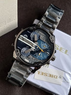 Diesel Mr. Daddy 2.0 DZ7331 Grey Stainless Steel Blue Denim Dial Chronograph Men's Watch