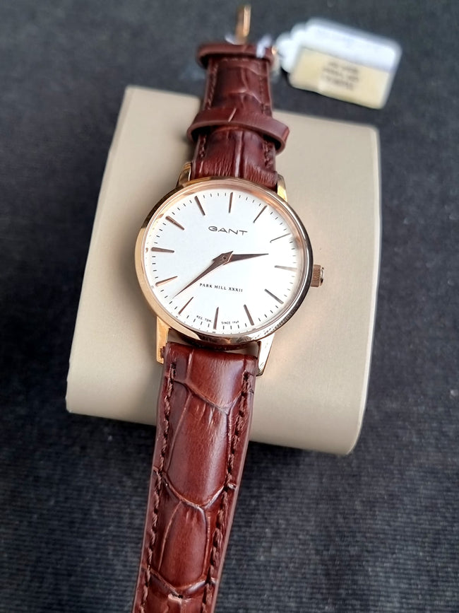 Gant Ladies Watch Brown Leather Strap 34mm Quartz Watch Hover Image