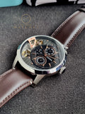 Townsman Twist Multifunction Dark Brown Leather Watch