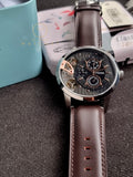 Townsman Twist Multifunction Dark Brown Leather Watch