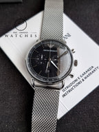 Emporio Armani Men’s Chronograph Stainless Steel Black Dial 43mm Watch AR11104