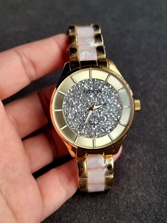 Invicta Ladies Watch Golden Casing Quartz Watch Hover Image