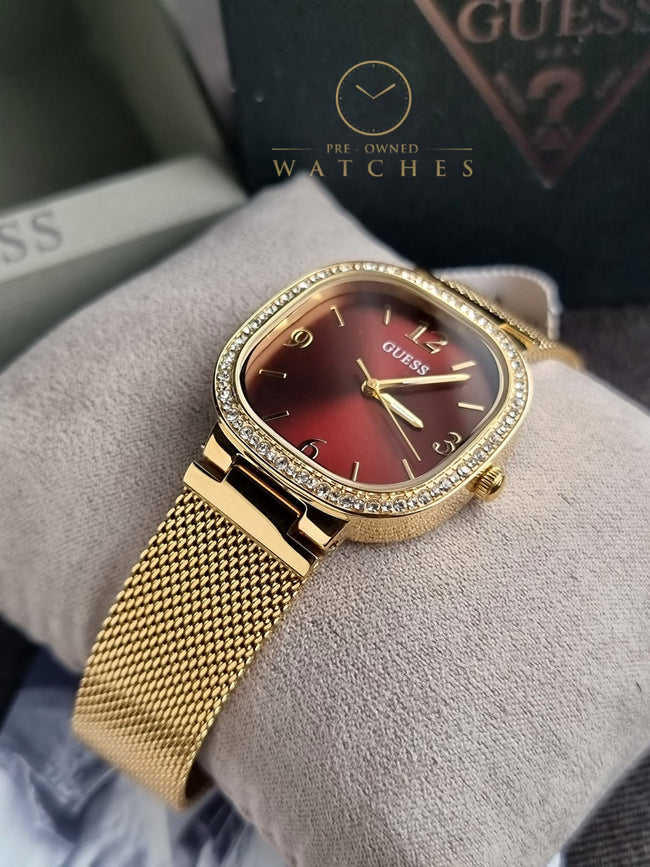 Guess Women’s Quartz Gold Stainless Steel Red Dial 32mm Watch GW0354L4 Hover Image