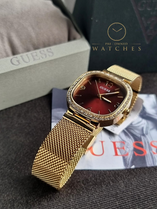Guess Women’s Quartz Gold Stainless Steel Red Dial 32mm Watch GW0354L4 Main Image