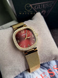 Guess Women’s Quartz Gold Stainless Steel Red Dial 32mm Watch GW0354L4