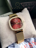 Guess Women’s Quartz Gold Stainless Steel Red Dial 32mm Watch GW0354L4