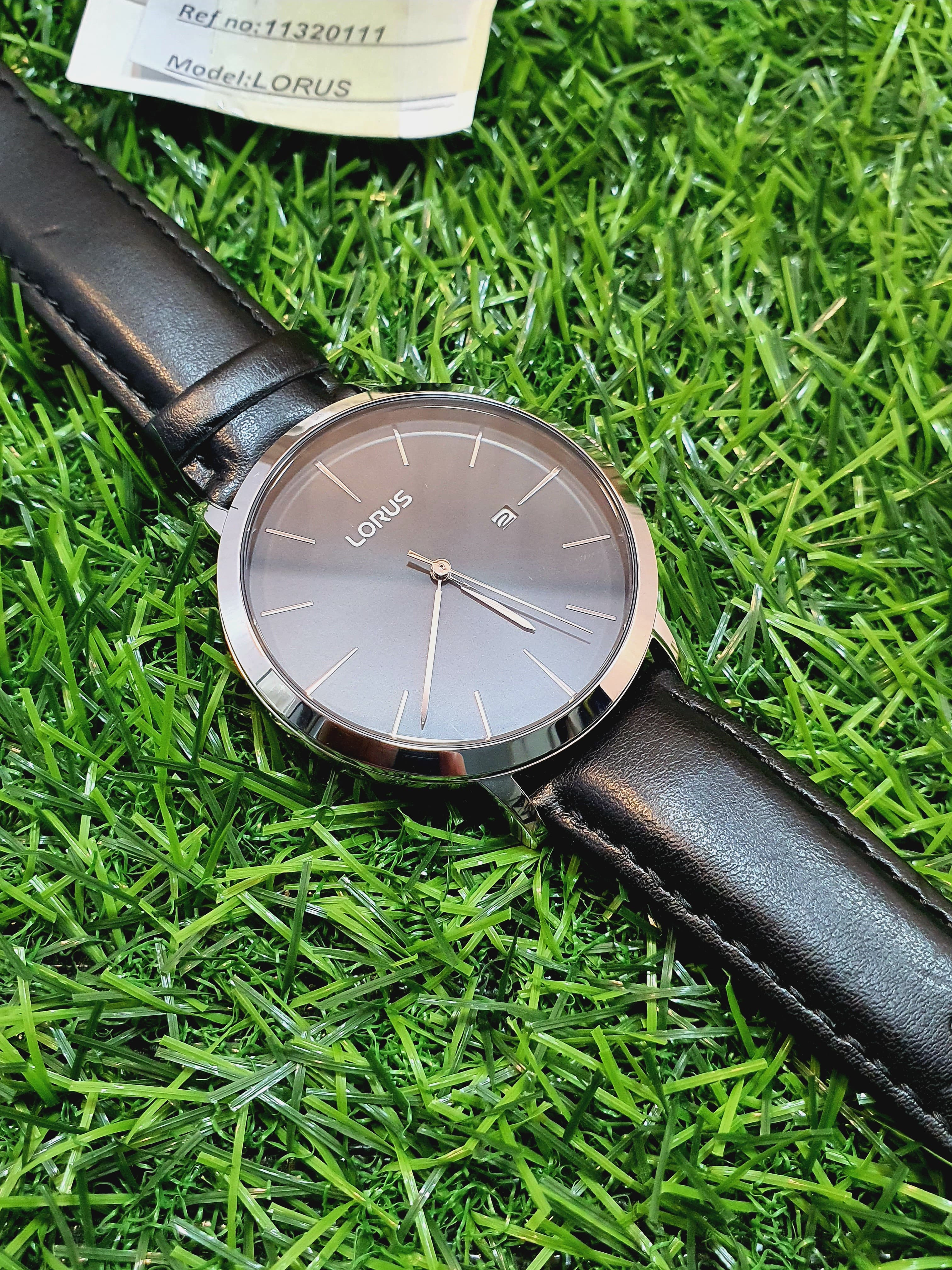 Lorus Sub Brand Of Seiko Gents Watch Black dial Black Leather Strap Quartz Watch