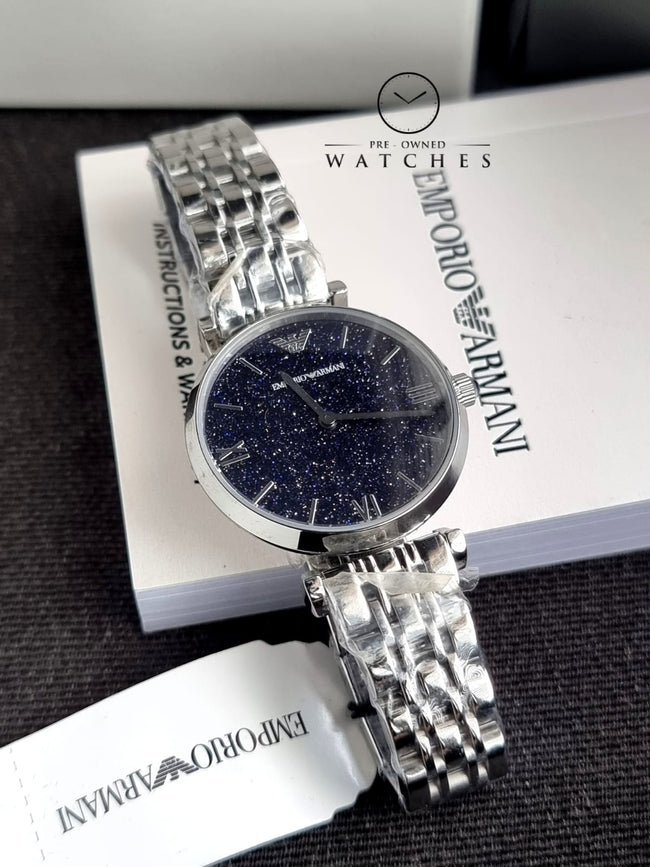 Emporio Armani Women's Quartz Stainless Steel Silver with Blue Dial AR11091 Main Image
