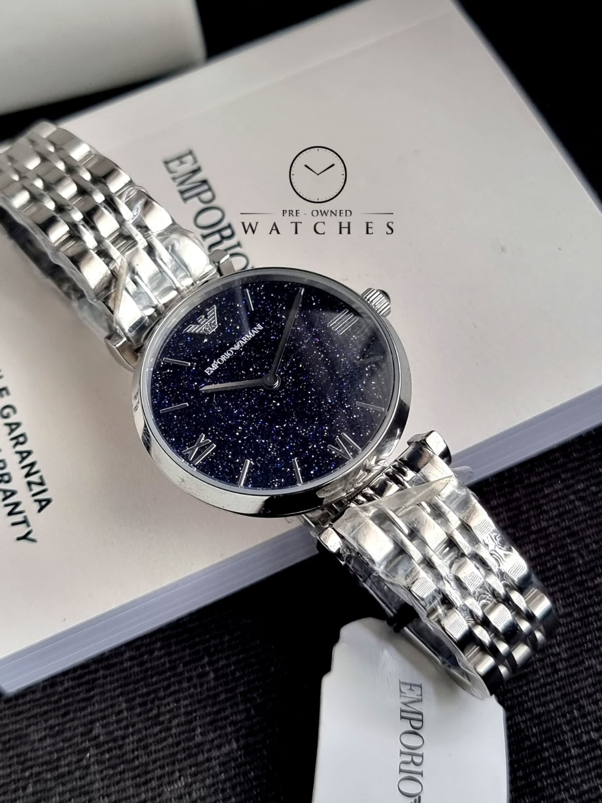 Emporio Armani Women's Quartz Stainless Steel Silver with Blue Dial AR11091