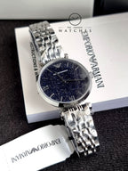 Emporio Armani Women's Quartz Stainless Steel Silver with Blue Dial AR11091