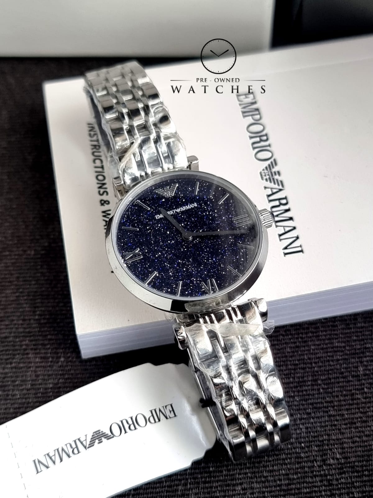 Emporio Armani Women's Quartz Stainless Steel Silver with Blue Dial AR11091