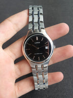 Lorus Sub Brand Of Seiko Gents Black Dial  Watch Silver Chain 35mm Quartz Watch RXH63DX9