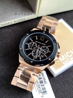 Michael Kors Men’s Quartz Rose Gold Stainless Steel Black Dial 45mm Watch MK8940