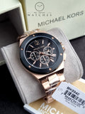 Michael Kors Men’s Quartz Rose Gold Stainless Steel Black Dial 45mm Watch MK8940