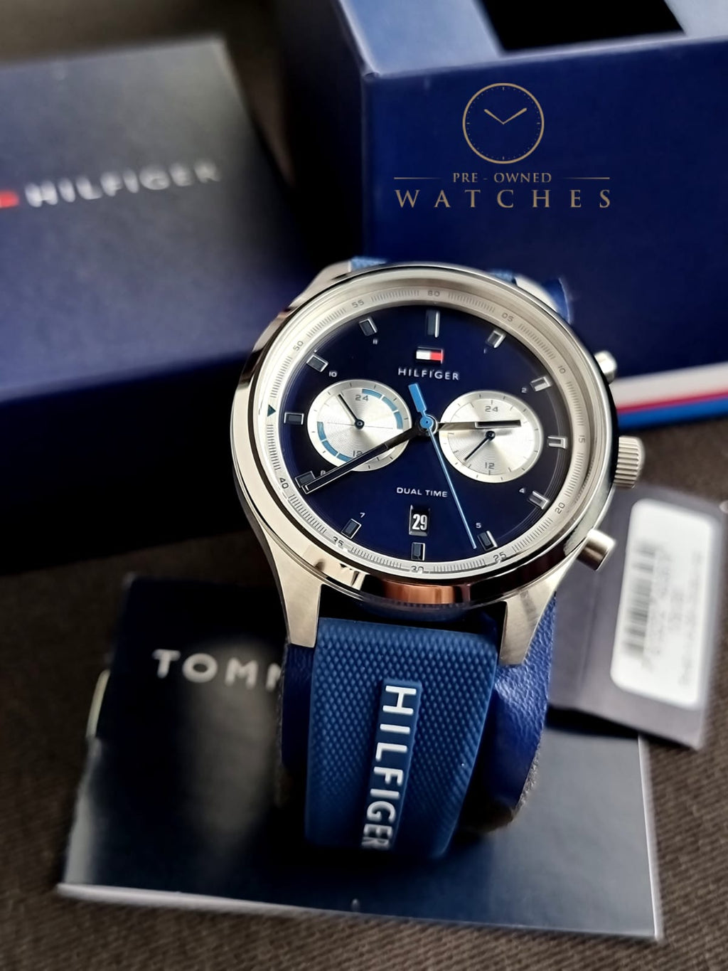 Tommy Hilfiger Men’s Quartz Silicone Strap Blue Dial 44mm Watch 1791781