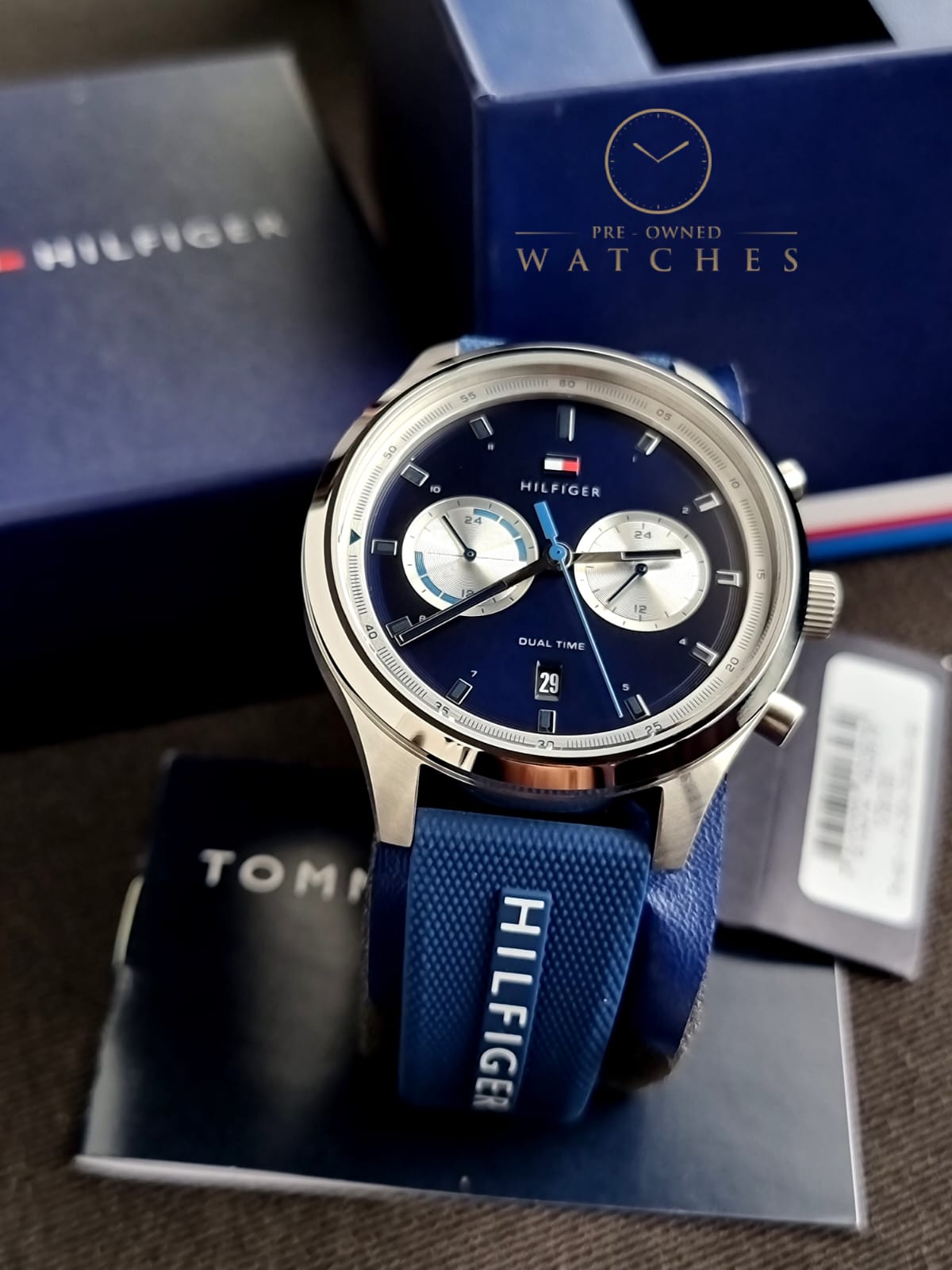 Tommy Hilfiger Men’s Quartz Silicone Strap Blue Dial 44mm Watch 1791781