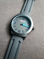 Kenneth Cole Reaction Black Rubber Strap Black Casing Black Dial 48mm Quartz Watch