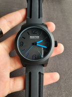 Kenneth Cole Reaction Black Rubber Strap Black Casing Black Dial 48mm Quartz Watch