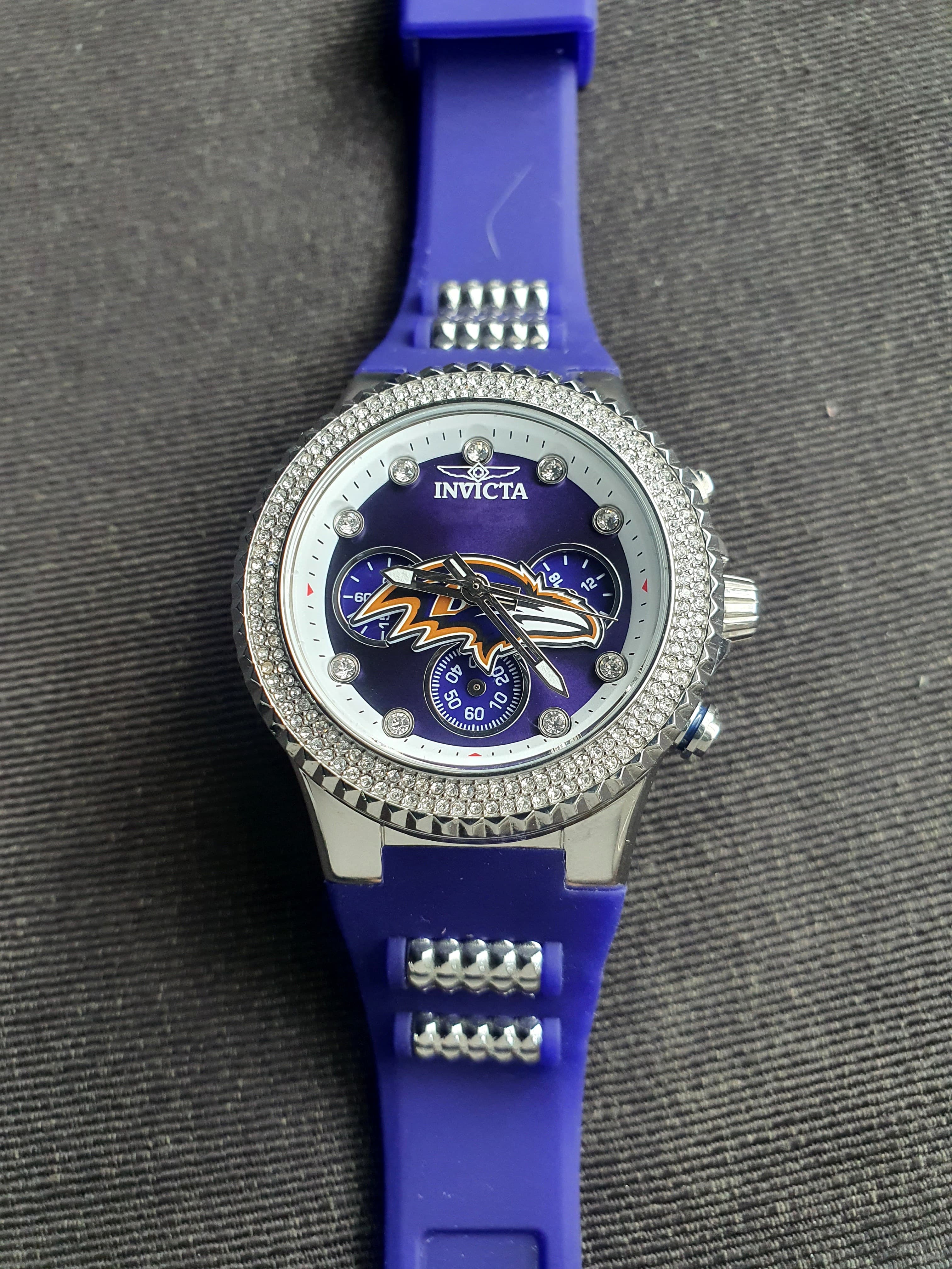 INVICTA NFL Baltimore Ravens Chronograph Quartz Crystal Purple Dial Ladies Watch