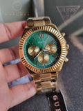 Guess Men's Equity (44mm) Green Dial / Gold-Tone Stainless Steel Bracelet GW0703G2