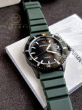 Emporio Armani Men’s Quartz Green Silicone Strap Black Dial 42mm Watch AR11464