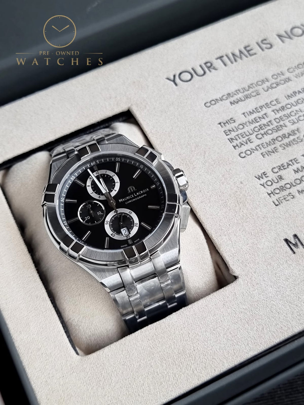 Maurice Lacroix Aikon Silver Stainless Steel Grey Dial Chronograph Quartz Watch for Gents - AI1018-SS002-330-1