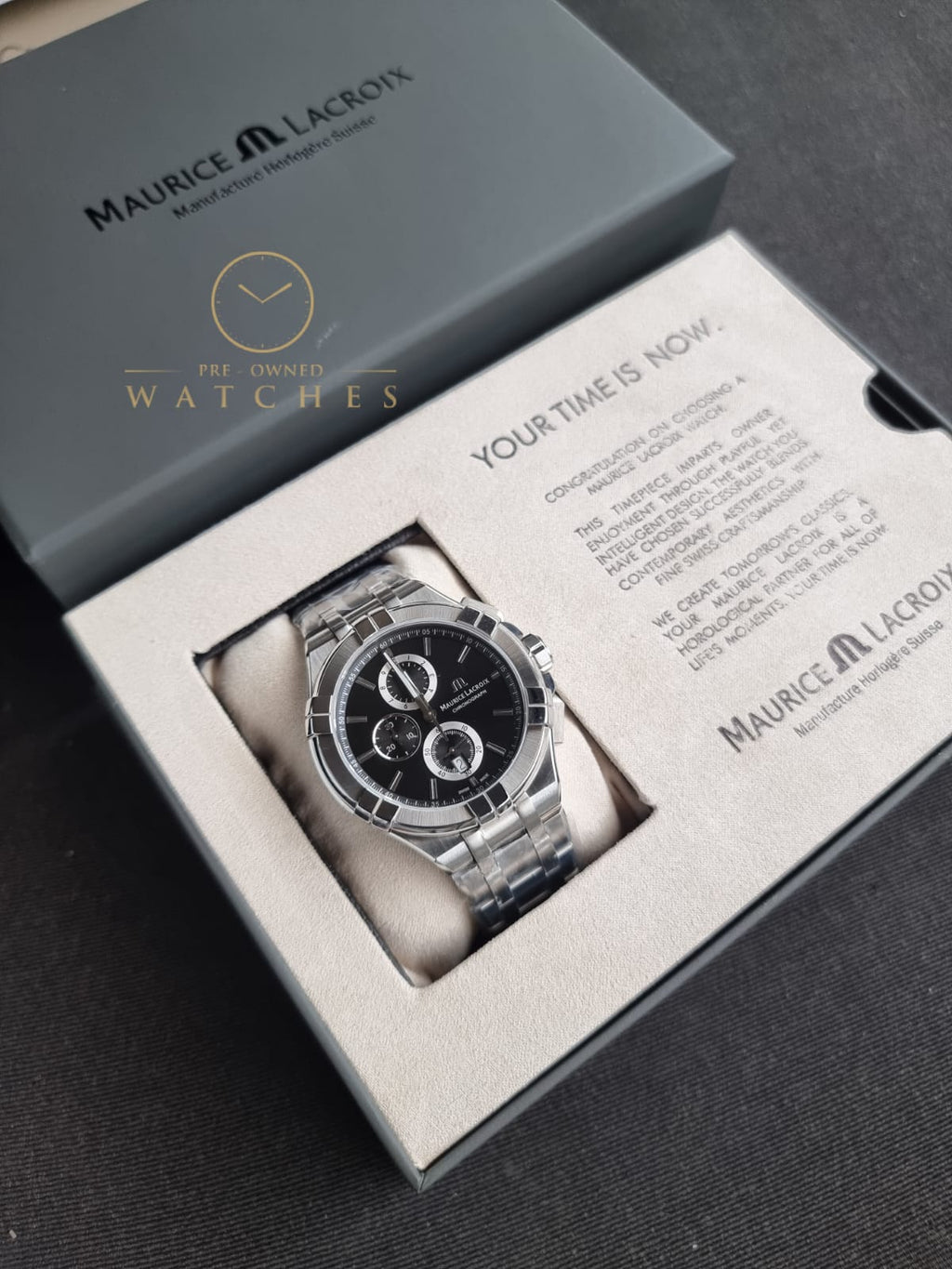 Maurice Lacroix Aikon Silver Stainless Steel Grey Dial Chronograph Quartz Watch for Gents - AI1018-SS002-330-1