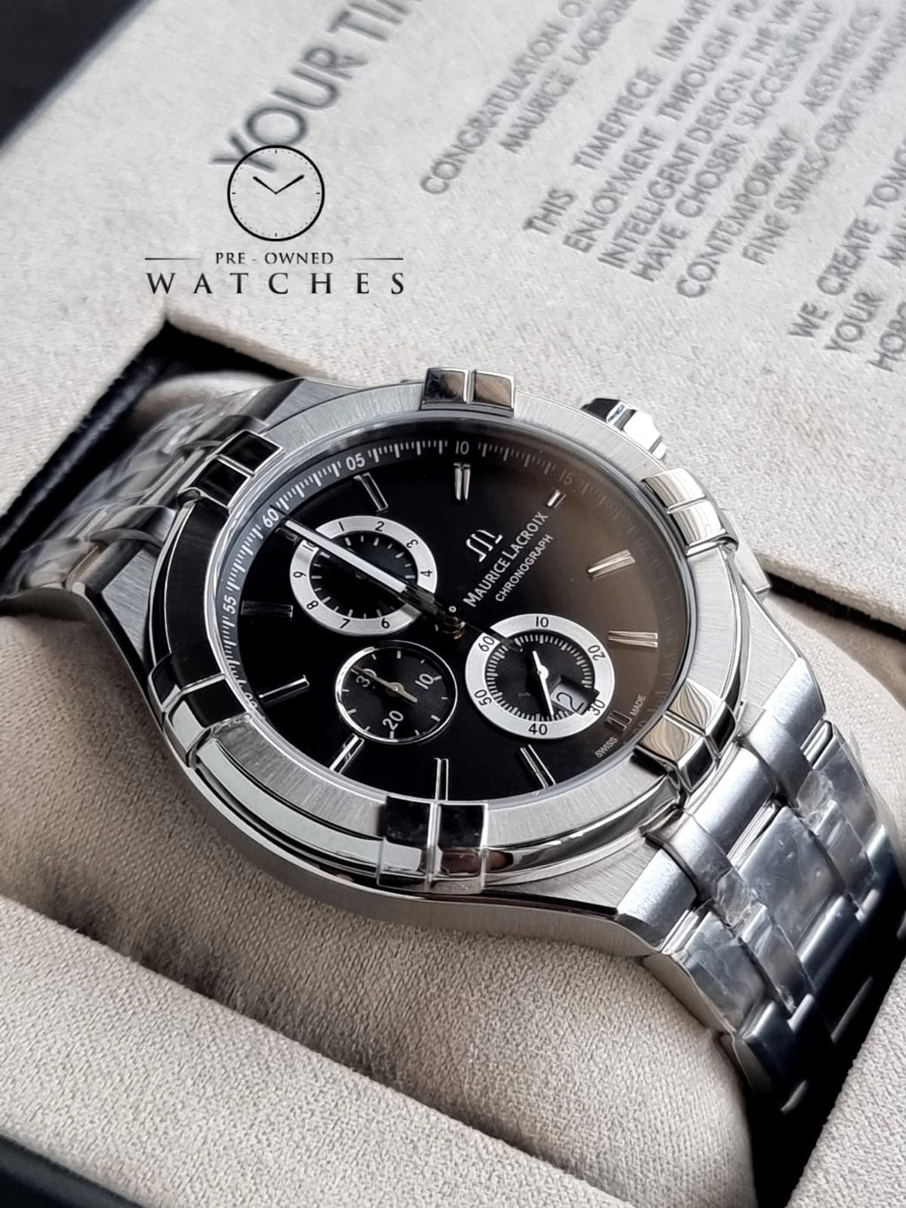 Maurice Lacroix Aikon Silver Stainless Steel Grey Dial Chronograph Quartz Watch for Gents - AI1018-SS002-330-1