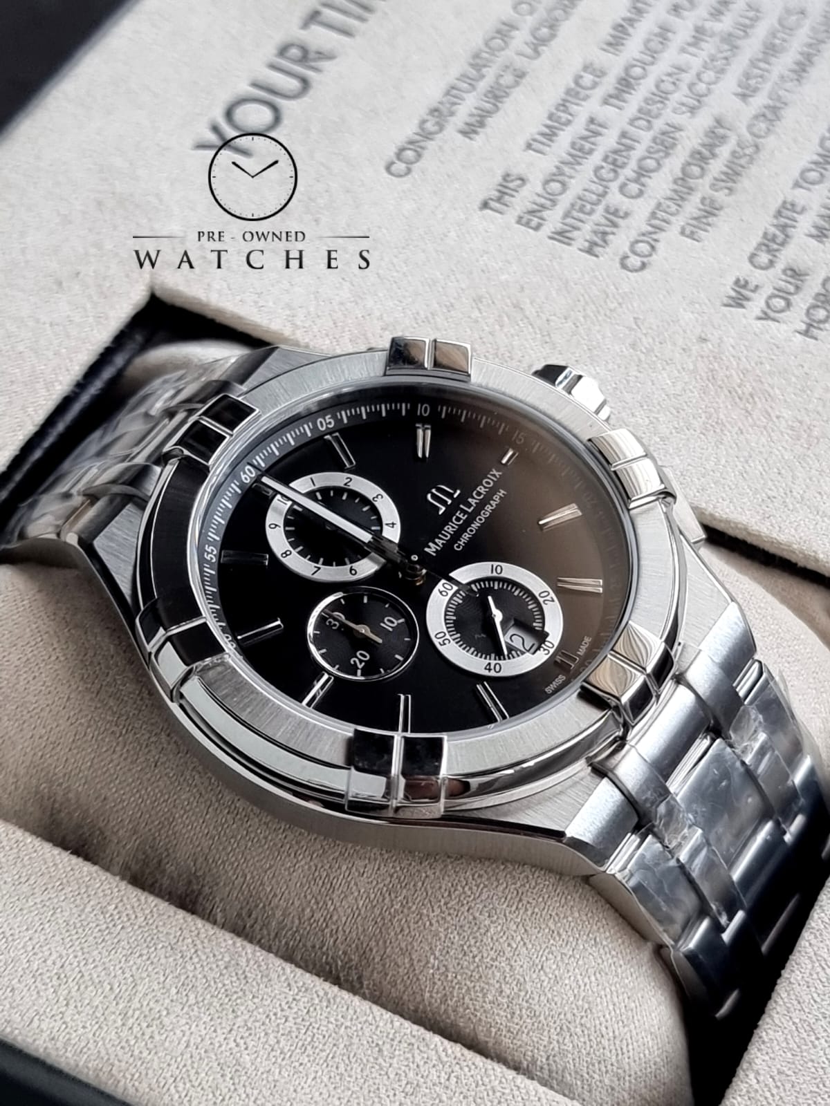 Maurice Lacroix Aikon Silver Stainless Steel Grey Dial Chronograph Quartz Watch for Gents - AI1018-SS002-330-1