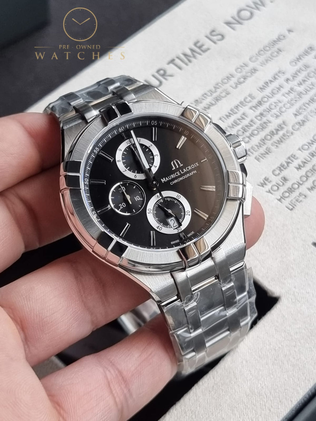 Maurice Lacroix Aikon Silver Stainless Steel Grey Dial Chronograph Quartz Watch for Gents - AI1018-SS002-330-1